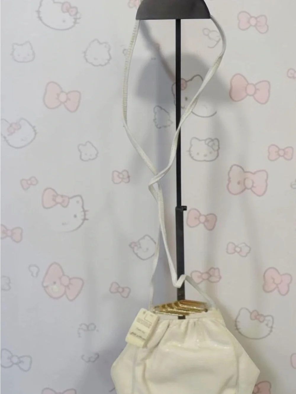 Vintage Sharif White Textured Leather Crossbody Evening Bag